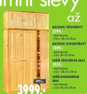 Skříň dvoudveřová 8860, masiv borovice