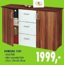 Komoda, ořech/bílá