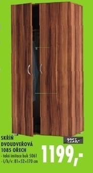 Skříň dvoudveřová, ořech