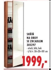Skříň na obuv se zrcadlem 305297