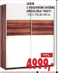 Skříň s posuvnými dveřmi, ořech/bílá