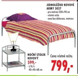 Army, jednolůžko kovové