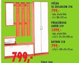 Předsíňová skříň, buk, ořech/bílá