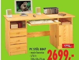 PC stůl, masiv borovice