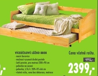 Víceúčelové lůžko, masiv borovice