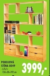 Pokojová stěna, masiv borovice