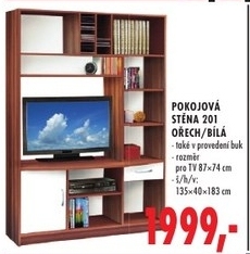 Pokojová stěna, bílá/ořech
