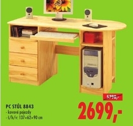 PC stůl, masivní borovice