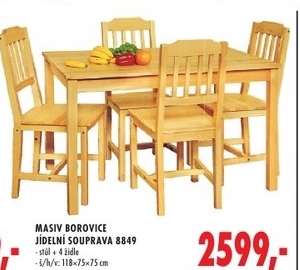 Jídelní souprava, masiv borovice