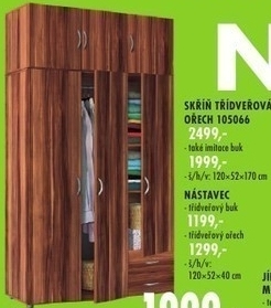 Skříň třídveřová, provedení ořech