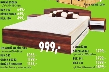 Dvolůžko, provedení ořech