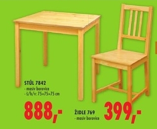 Stůl, masiv borovice