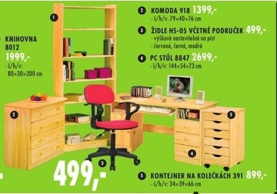 PC stůl, masiv borovice