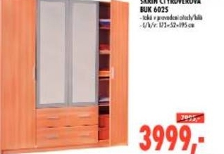 čtyřdvěřová skřín buk 6025