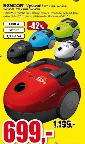 vysavač prachu SENCOR 1400W