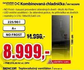 kombinovaná chladnička DAEWOO 225/90L