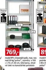 regál kovový model RP1 do 50 kg na polici