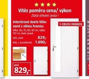 fóliované dveře s oblou hranou plné