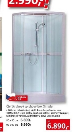 čtvrtkruhový sprchový kout box Simple
