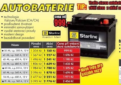 autobaterie S Starline
