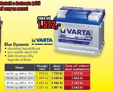 autobaterie VARTA 
