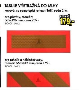 výstražná tabule do mlhy