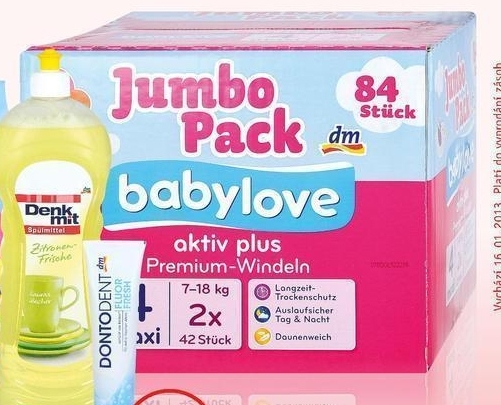 Babylove aktiv plus Jumbo Pack, prémiové plenky