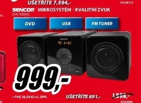 mikrosystém, radiopřijímač s CD, USB  SENCOR