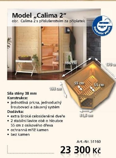 dřevěná sauna Calima 2