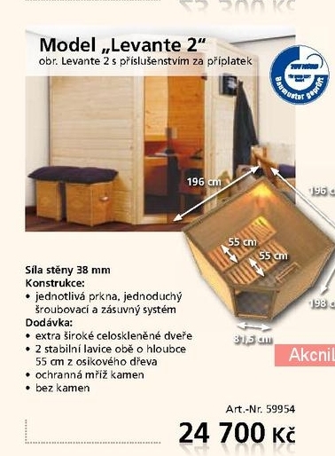 dřevěná sauna Levante 2