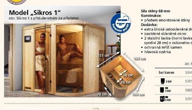 dřevěná sauna Siros 1