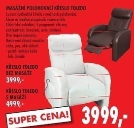 Toledo, masážní polohovací křeslo
