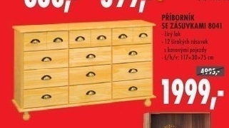 Příborník se zásuvkami, čirý lak