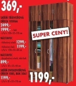 Skříň třídveřová, ořech