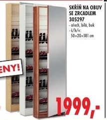 Skříň na obuv se zrcadlem