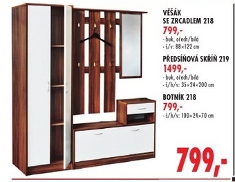 Předsíňová stěna, ořech/bílá