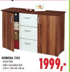 Komoda, ořech/bílá