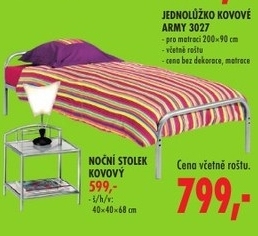 Army, jednolůžko kovové