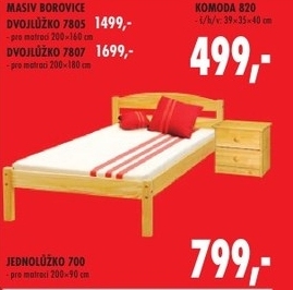 Jednolůžko, masiv borovice