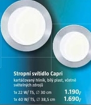 stropní svítidlo Capri vč. žárovek T5