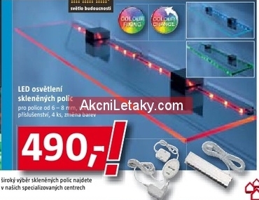 LED osvětlení skleněných polic