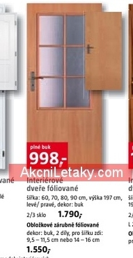 iteriérové foliované dveře, dekor buk