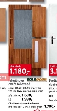 iterierové fóliované  dveře dekor ořech