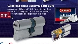 cylindrická vložka s kódovou kartou D10 
