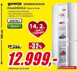 kombinovaná chladnička Gorenje, bílá
