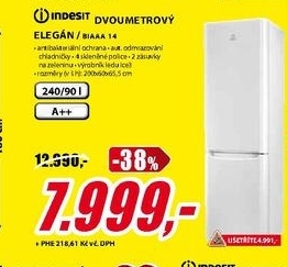 kombinovaná chladnička INDESIT Elegán