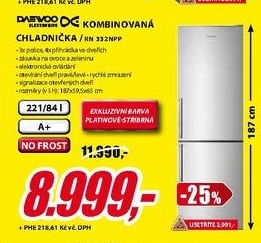 kombinovaná chladnička DAEWOO