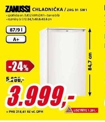 elektrická chladnička ZANUSSI ZRG 31 SW1
