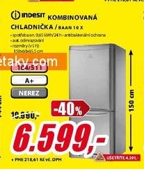 kombinovaná chladnička INDESIT BAAN 10X nerez