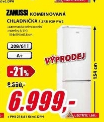 kombinovaná chladnička ZANUSSI  ZRB 929 PW2